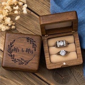 Mr & Mrs Brown Wooden Ring Box